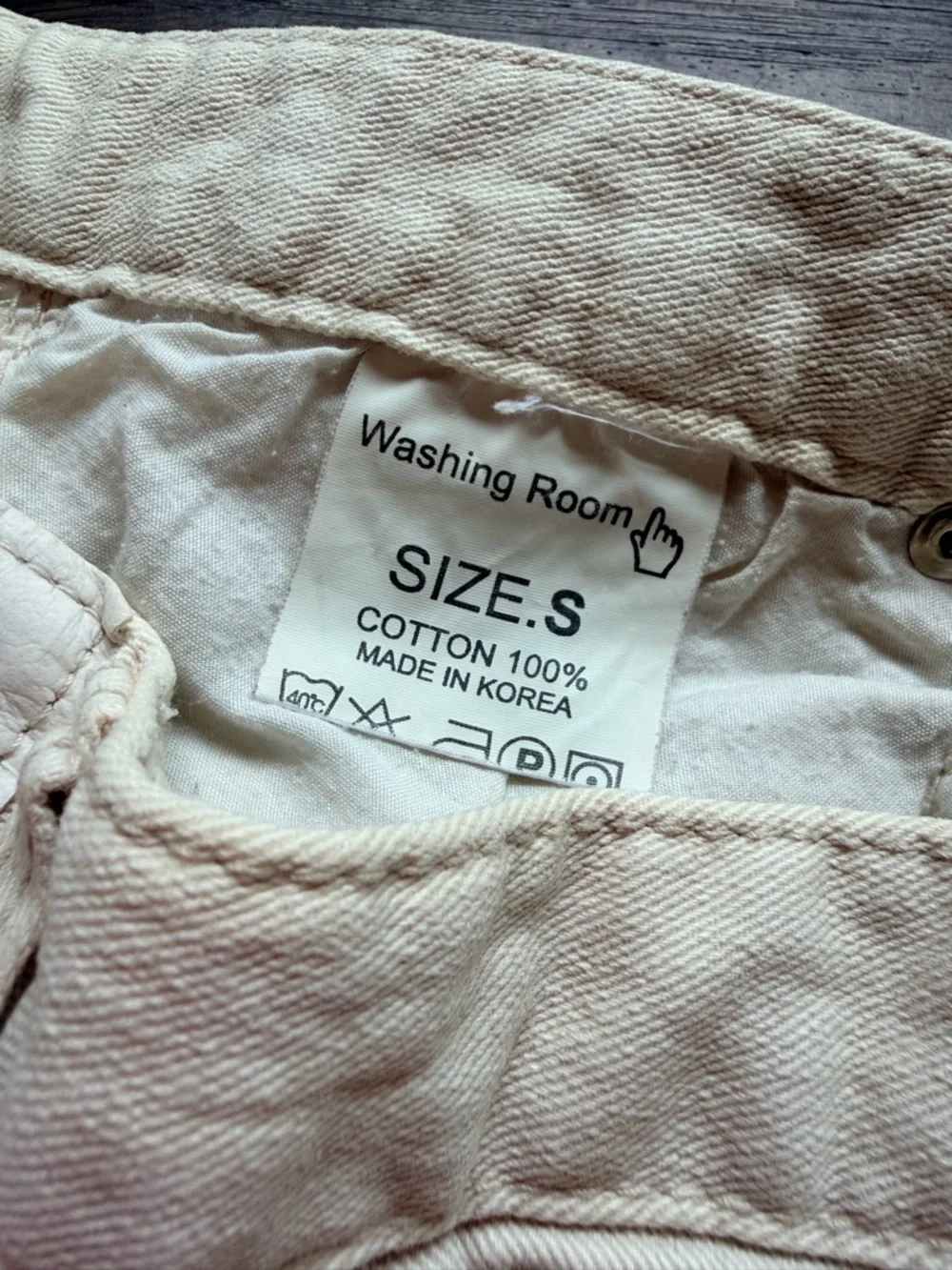 Washing Room 100% Cotton Cream Denim Jean Shorts - Low Rise Summer Staple
